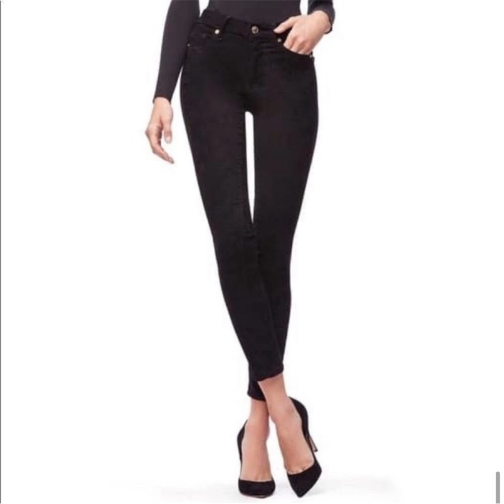 GOOD AMERICAN black faux suede stretch jeans GL100T black033 good legs crop 2/26